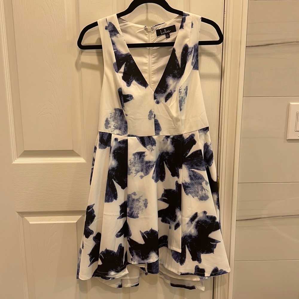 Gorgeous white dress with purple flowers